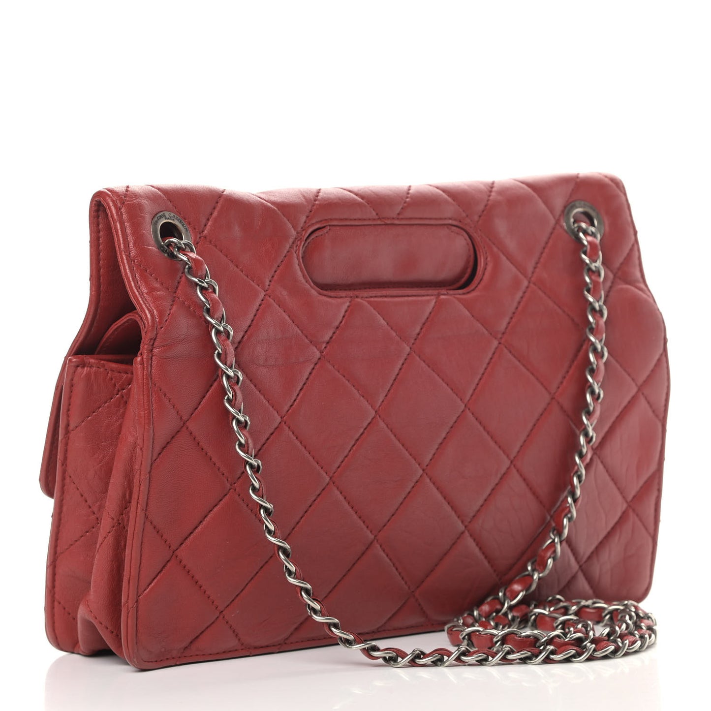 Washed Lambskin Jumbo Take Away Flap Red