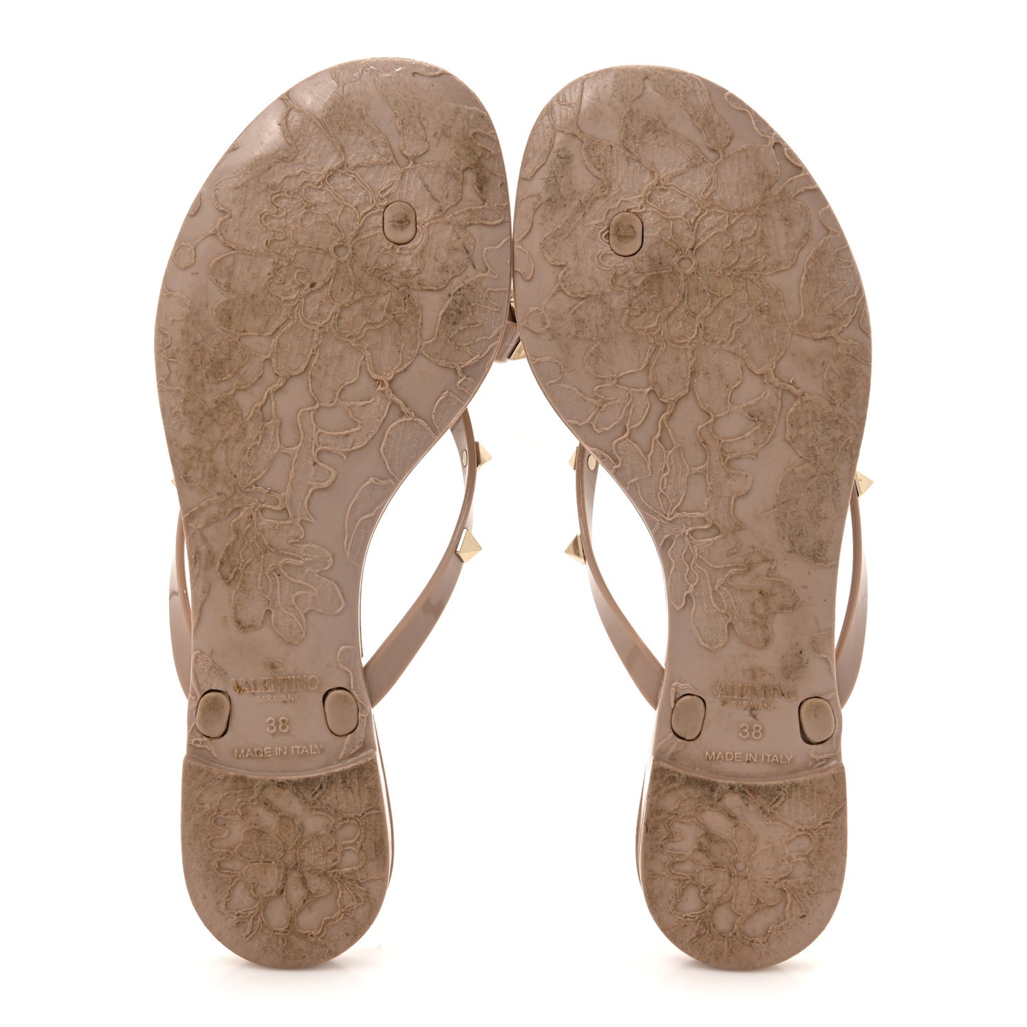 PVC Jelly Rockstud Bow Thong Sandals 38 Poudre