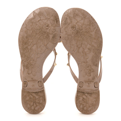 Valentino Garavani PVC Jelly Rockstud Bow Thong Sandals 38 Poudre 6 of 9