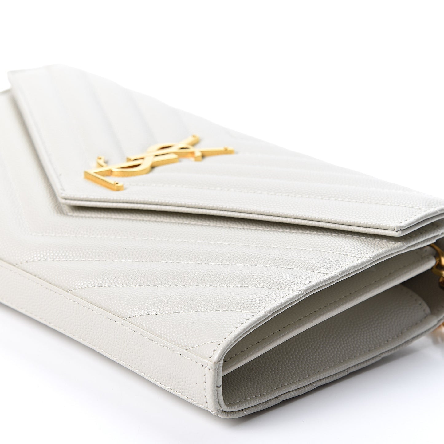 Grain De Poudre Matelasse Chevron Monogram Chain Wallet Crema Soft