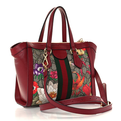 Gucci GG Supreme Monogram Flora Web Small Ophidia Tote Bag Red 3 of 11