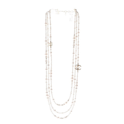 Chanel Graduated Pearl Crystal CC Multi Strand Necklace Gold 3 of 7