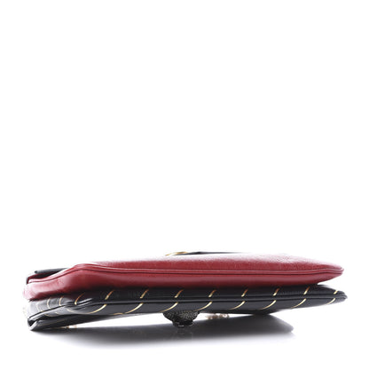 Gucci Calfskin Diagonal GG Medium Thiara Double Envelope Shoulder Bag Black Red 5 of 12