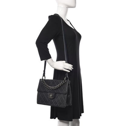 Chanel Caviar Quilted Large Retro Class Flap Dark Navy Blue 2 of 16