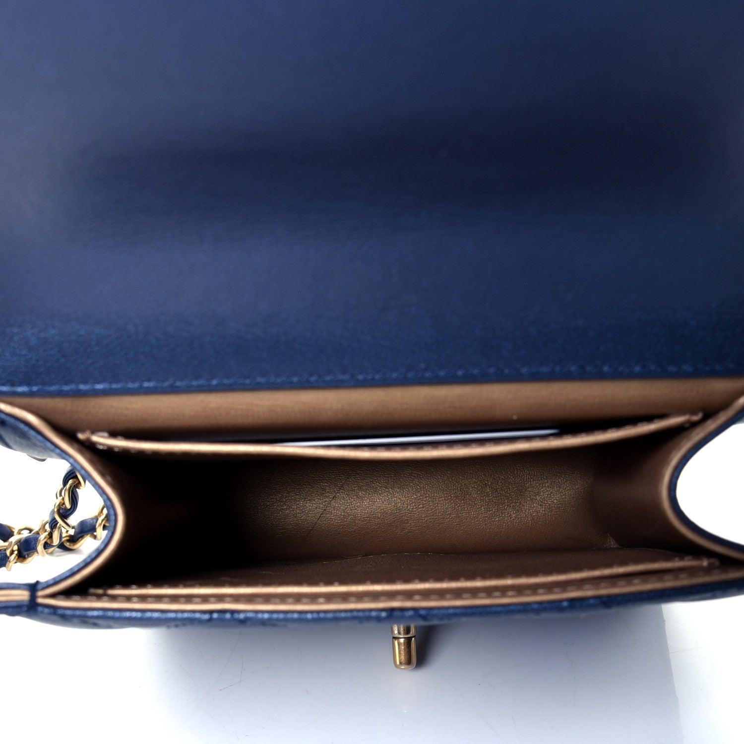 Chanel Iridescent Lambskin Quilted Chic Pearls Flap Navy Blue 4 of 4
