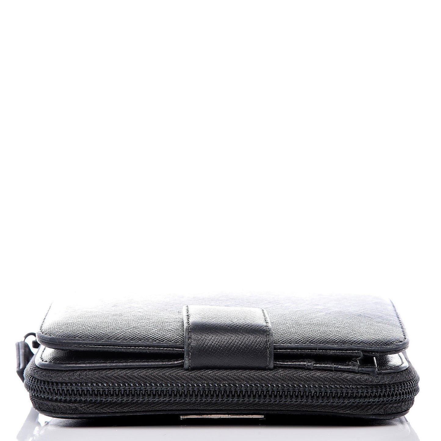 Saffiano Compact Zip Around Wallet Black