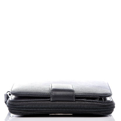 Prada Saffiano Compact Zip Around Wallet Black 10 of 14