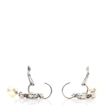 Chanel Gripoix Crystal Pearl CC Drop Earrings Silver Multicolor 3 of 4