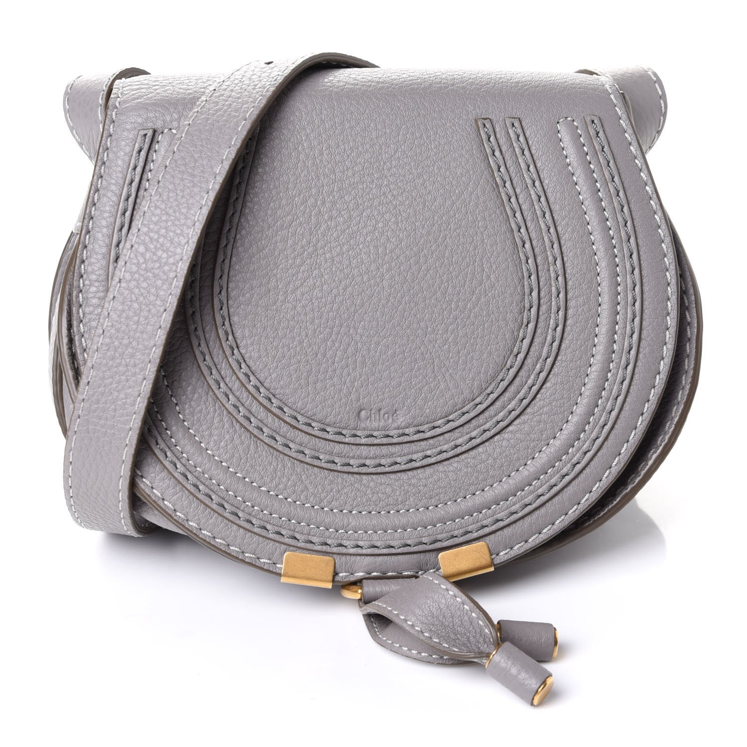 Chloe Calfskin Mini Marcie Round Crossbody Bag Cashmere Grey 1 of 4