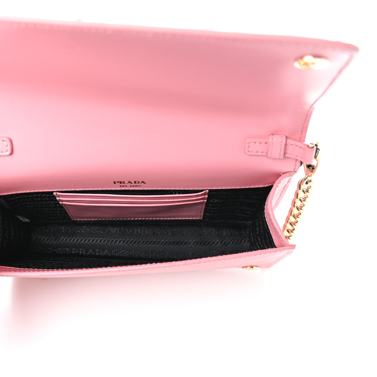 Prada Saffiano Soft Calf Bandoliera Chain Crossbody Bag Petalo 4 of 8