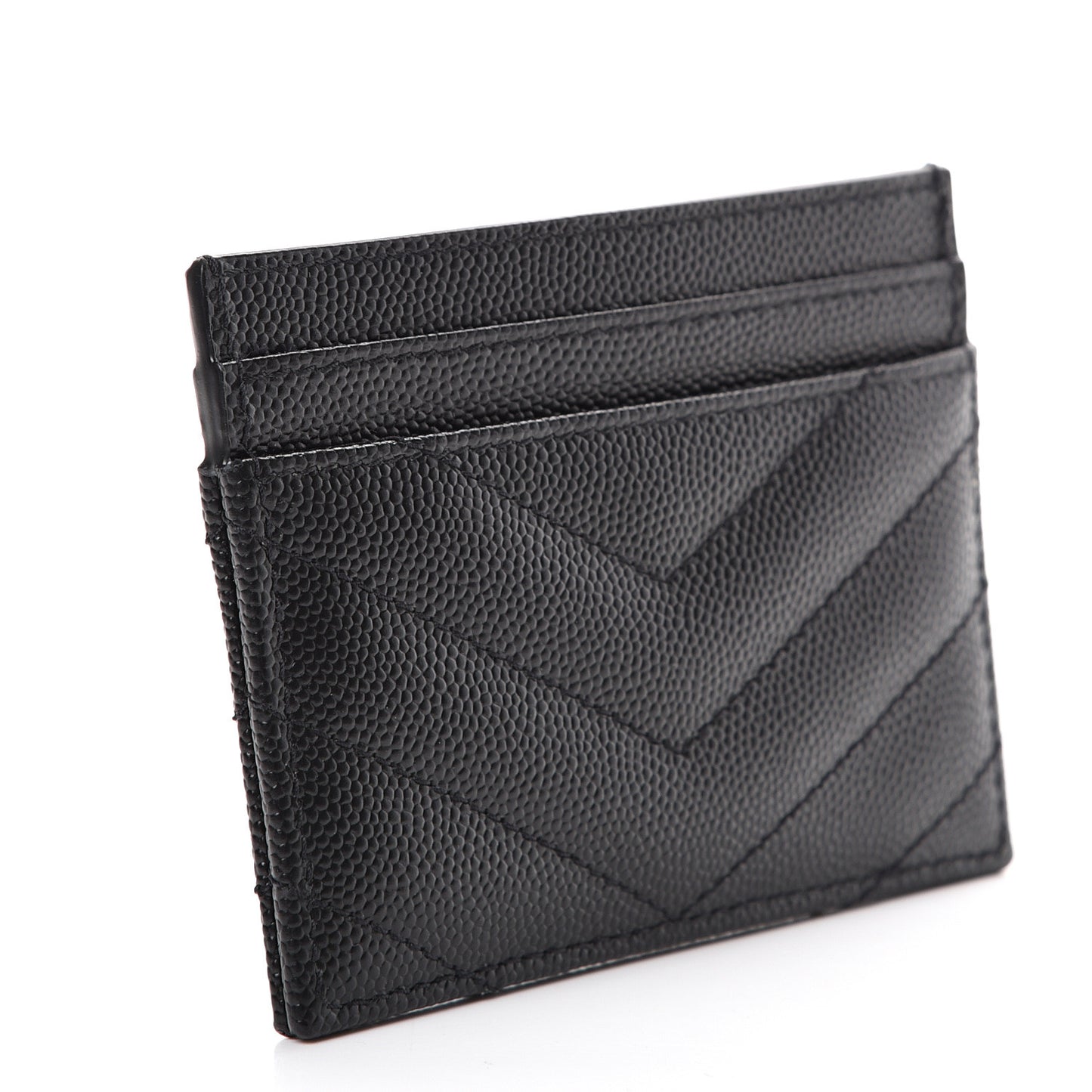 Grain De Poudre Matelasse Chevron Monogram Credit Card Case Black