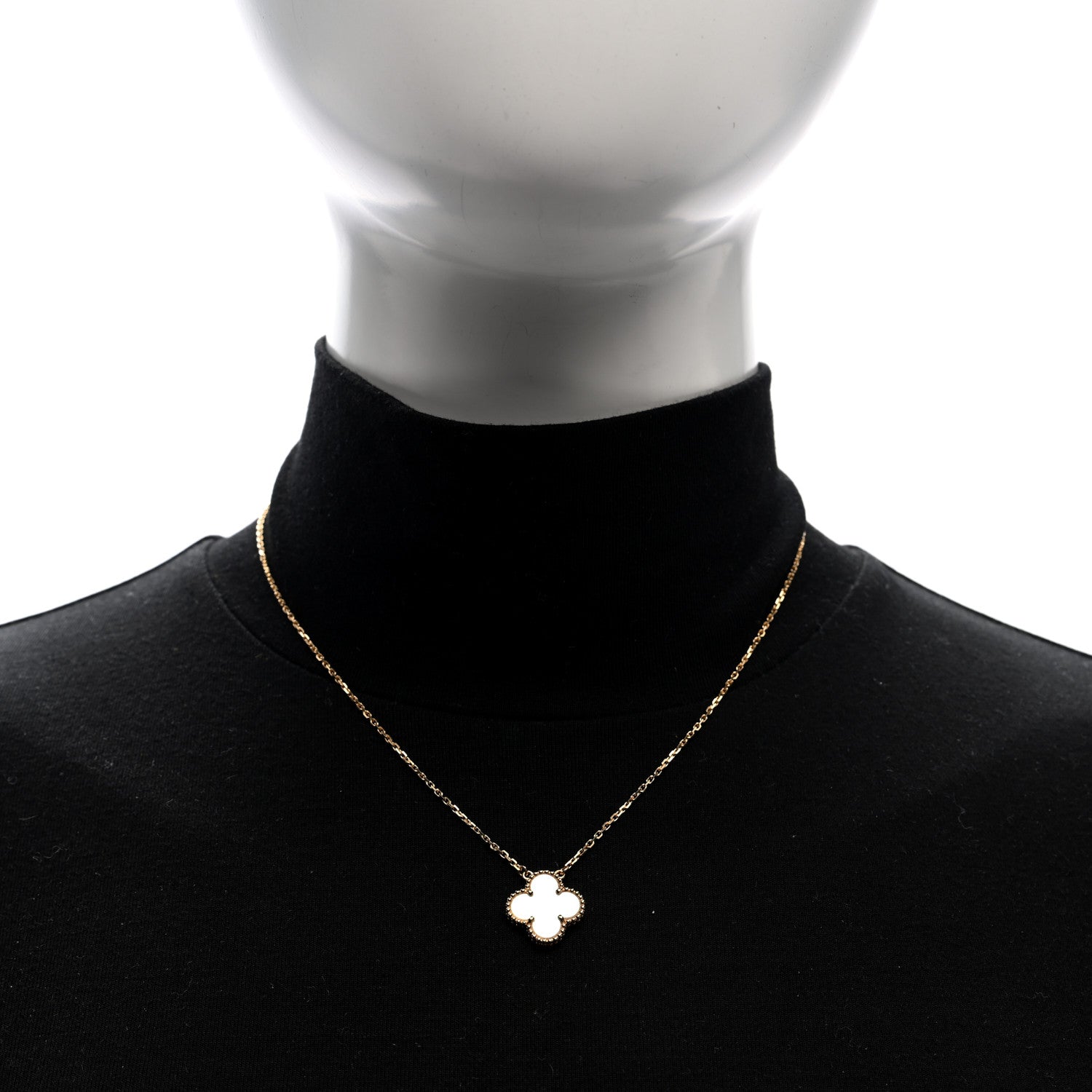 Van Cleef & Arpels 18K Yellow Gold Mother of Pearl Vintage Alhambra Pendant Necklace 2 of 4