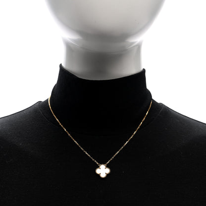 Van Cleef & Arpels 18K Yellow Gold Mother of Pearl Vintage Alhambra Pendant Necklace 2 of 4