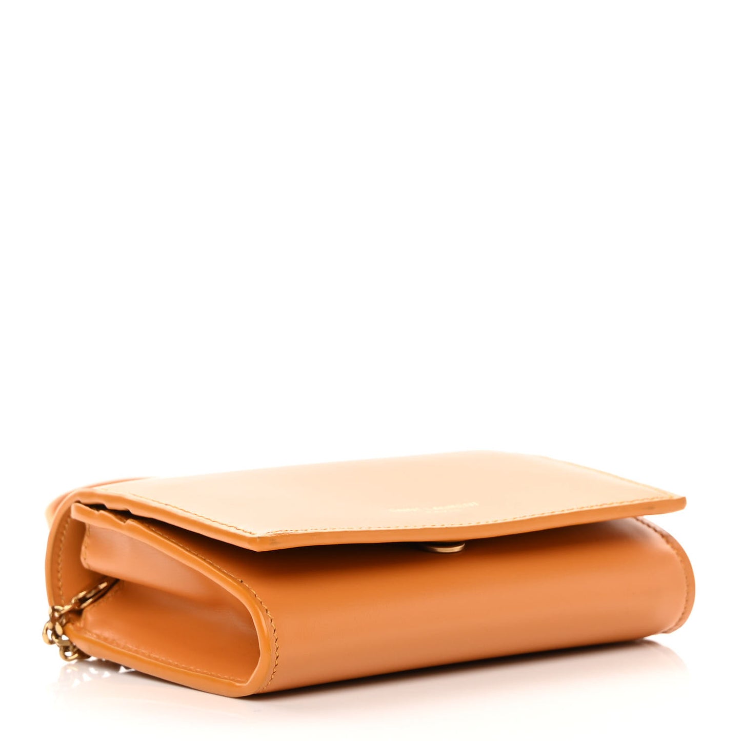 Calfskin Monogram Chain Card Case Orange