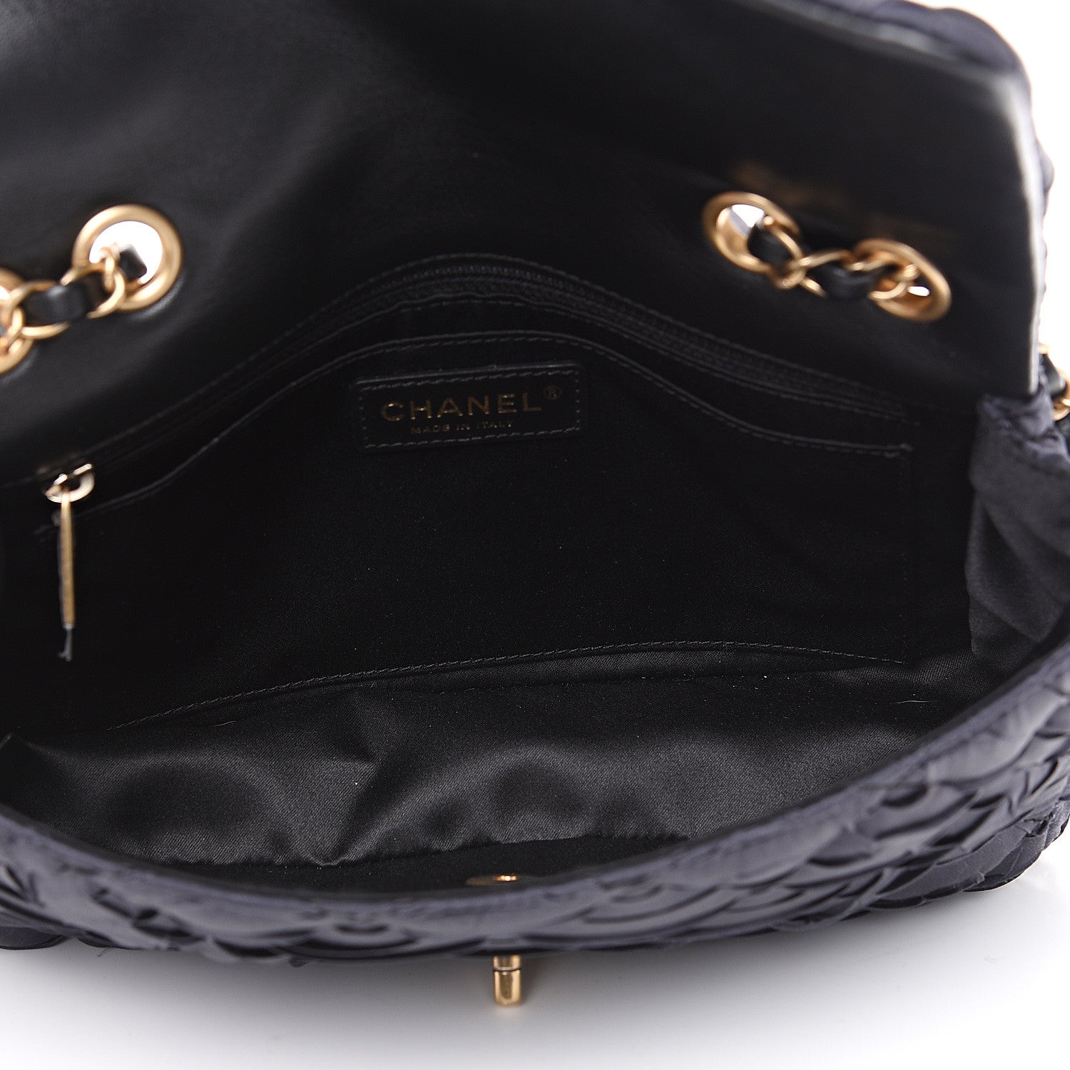 Chanel Satin Quilted Pleated Medium Single Flap Navy 4 of 11