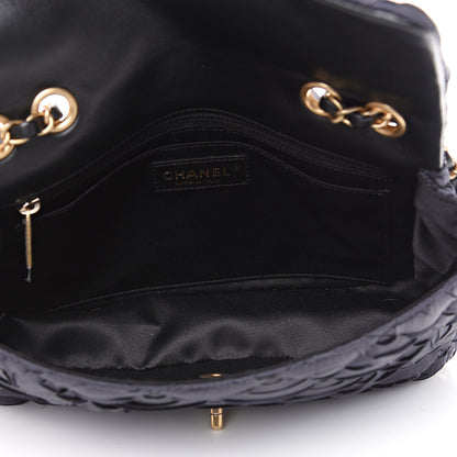 Chanel Satin Quilted Pleated Medium Single Flap Navy 4 of 11