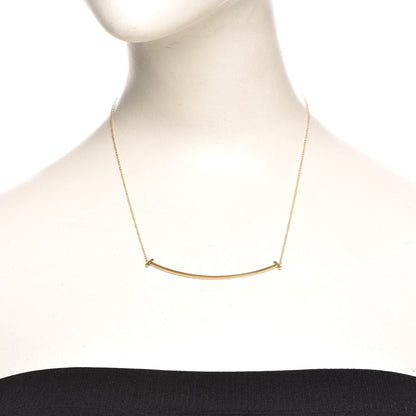 Tiffany 18K Yellow Gold Large T Smile Pendant Necklace 2 of 7
