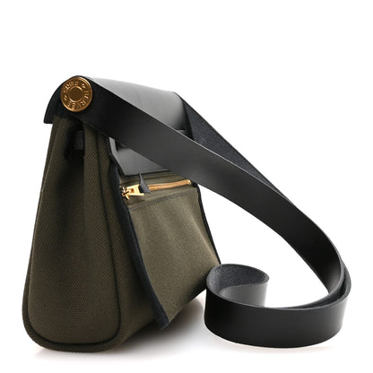 Hermes Military Toile Vache Hunter Herbag Zip Retourne 20 Vert Bronze Black 3 of 11
