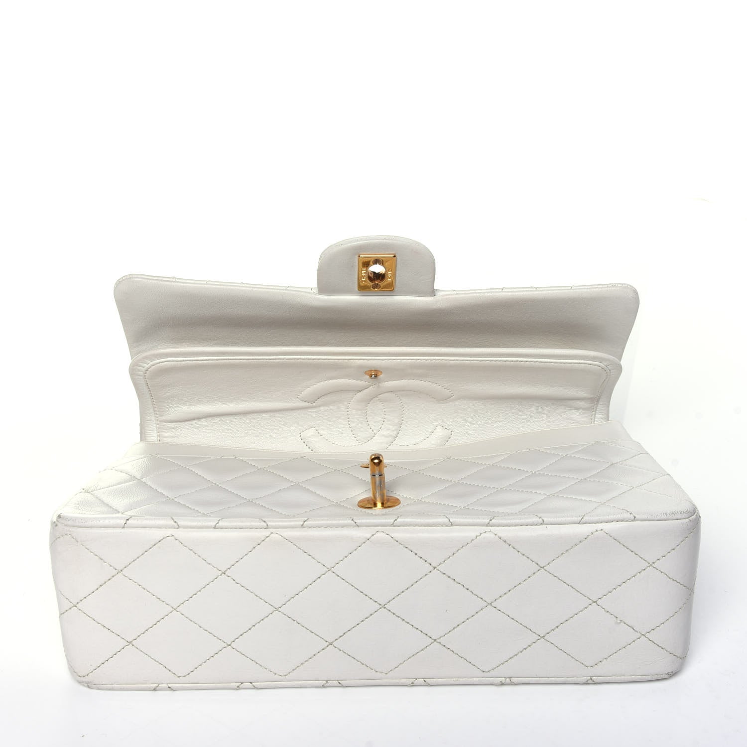 Chanel Lambskin Quilted Medium Double Flap White 17 of 17