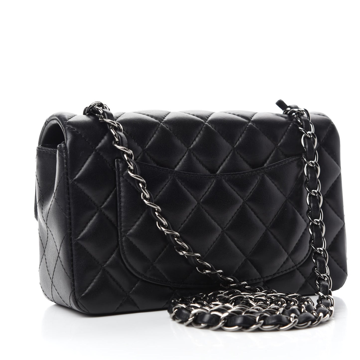 Lambskin Quilted Mini Rectangular Flap Black