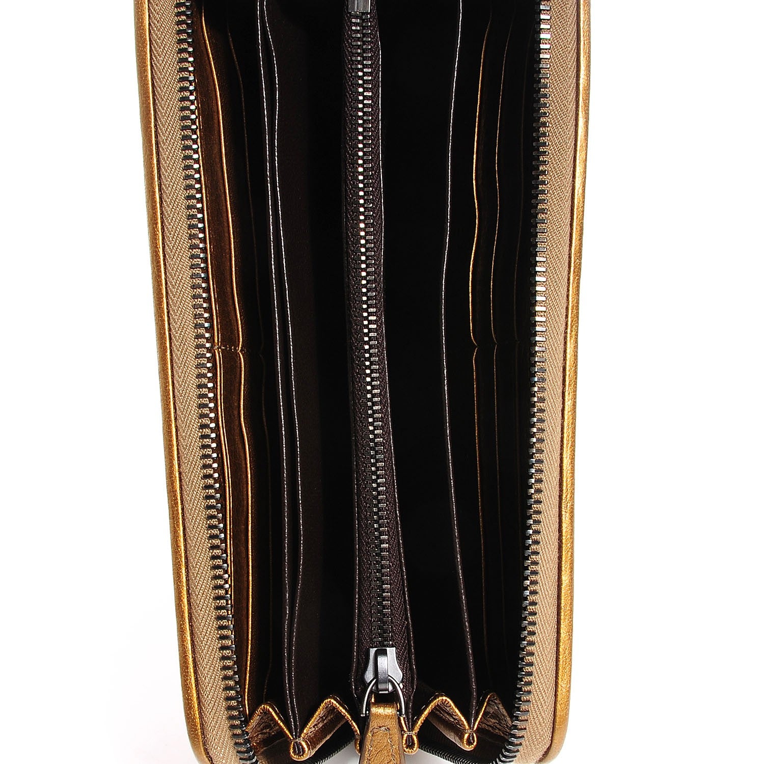 Bottega Veneta Cervo Metal Intrecciato Zip Around Wallet Bronze 5 of 8