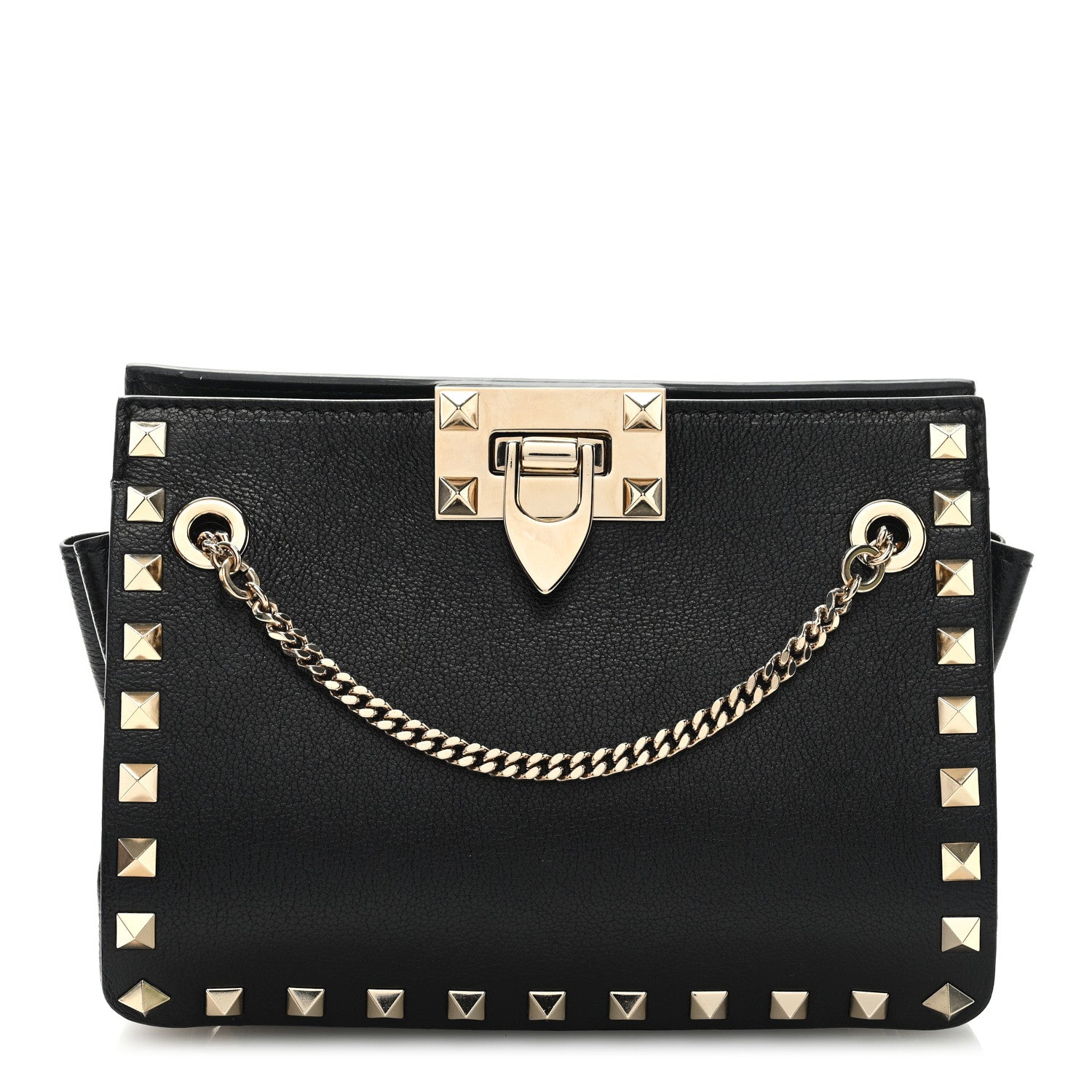 Valentino Garavani Calfskin Rockstud Mini Chain Shoulder Bag Black 1 of 8