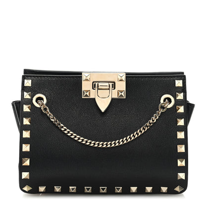 Valentino Garavani Calfskin Rockstud Mini Chain Shoulder Bag Black 1 of 8