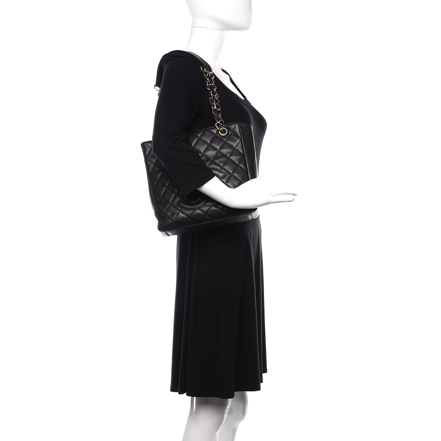 Chanel Caviar Quilted Petit Shopping Tote PST Black 2 of 10