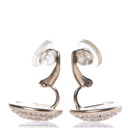 Chanel Crystal CC Earrings Light Gold 3 of 4