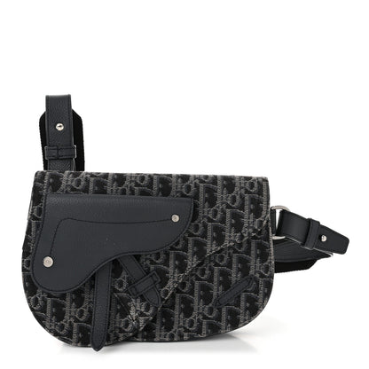 Christian Dior Oblique Saddle Messenger Pouch Blue Black 1 of 11