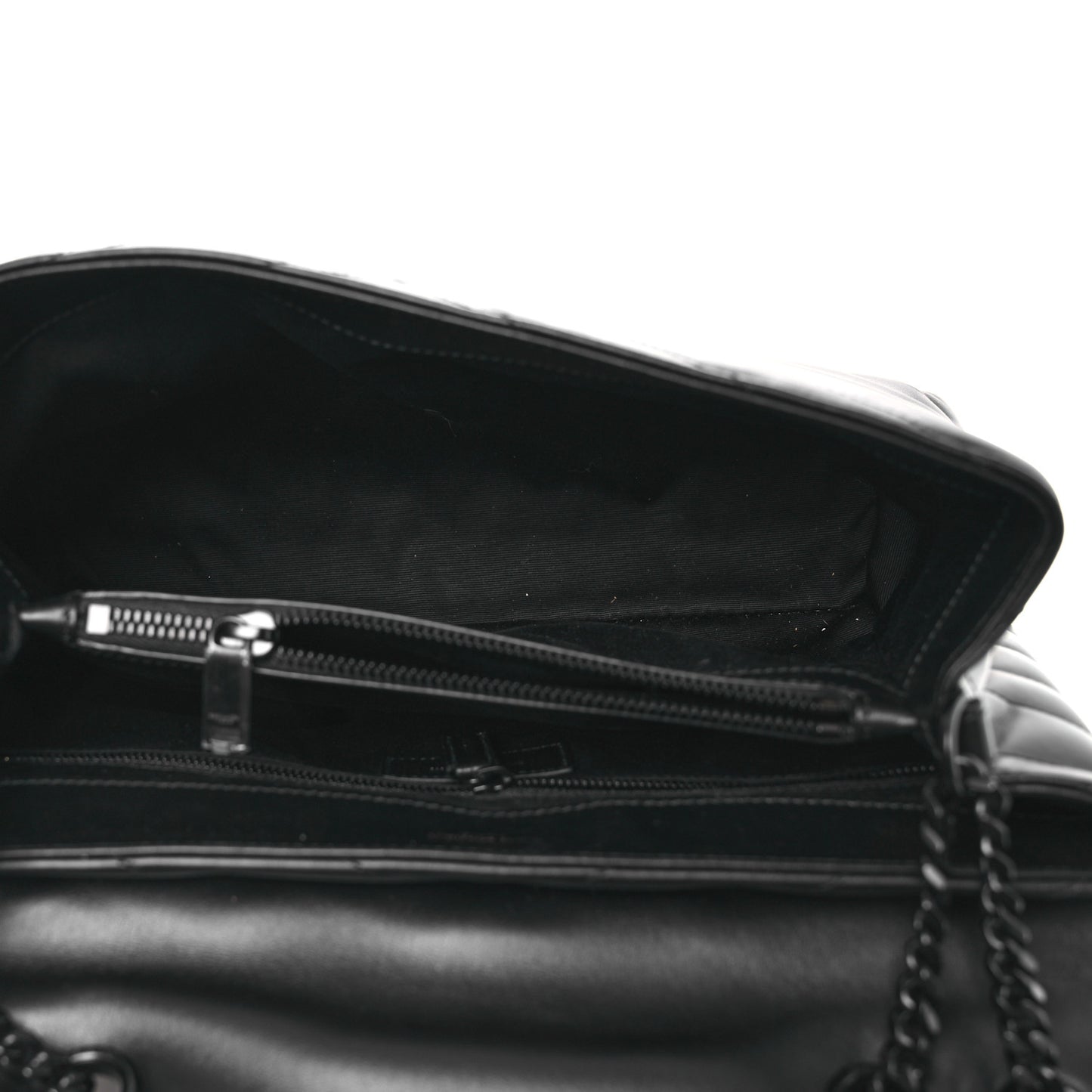 Calfskin Y Quilted Monogram Monochrome Medium Loulou Chain Satchel Black