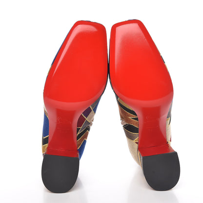 Christian Louboutin Nappa Silk Tissu Geometrique Hilconico 85 Booties 39.5 Multicolor 5 of 13