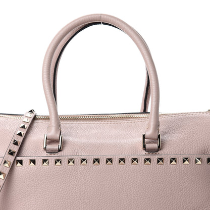 Valentino Garavani Pebbled Calfskin Rockstud Boston Duffle Bag Poudre 12 of 12