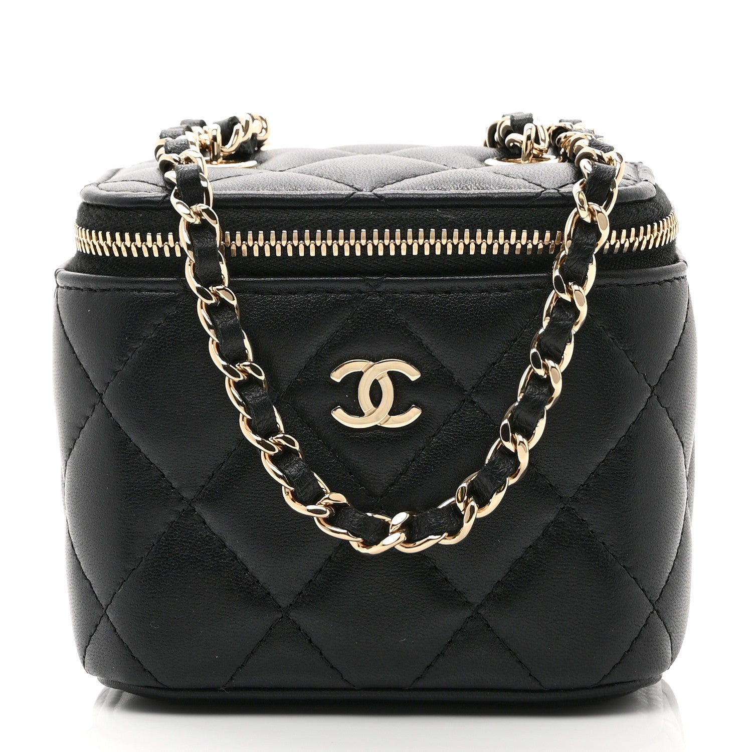 Chanel Lambskin Quilted Mini Vanity Case With Chain Black 1 of 10