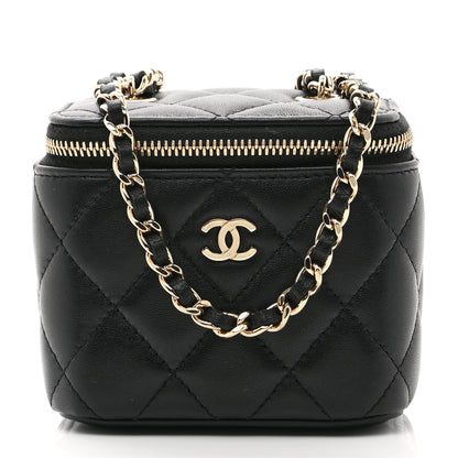 Chanel Lambskin Quilted Mini Vanity Case With Chain Black 1 of 10