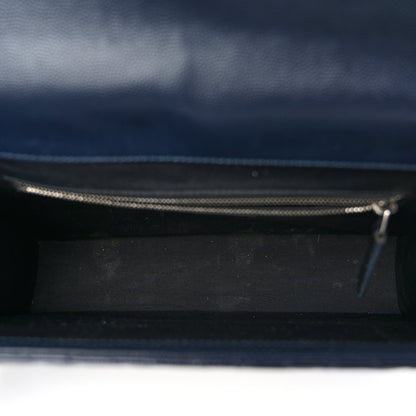 Saint Laurent Grain De Poudre Textured Mixed Matelasse Large Triquilt Monogram Satchel Deep Marine 5 of 10
