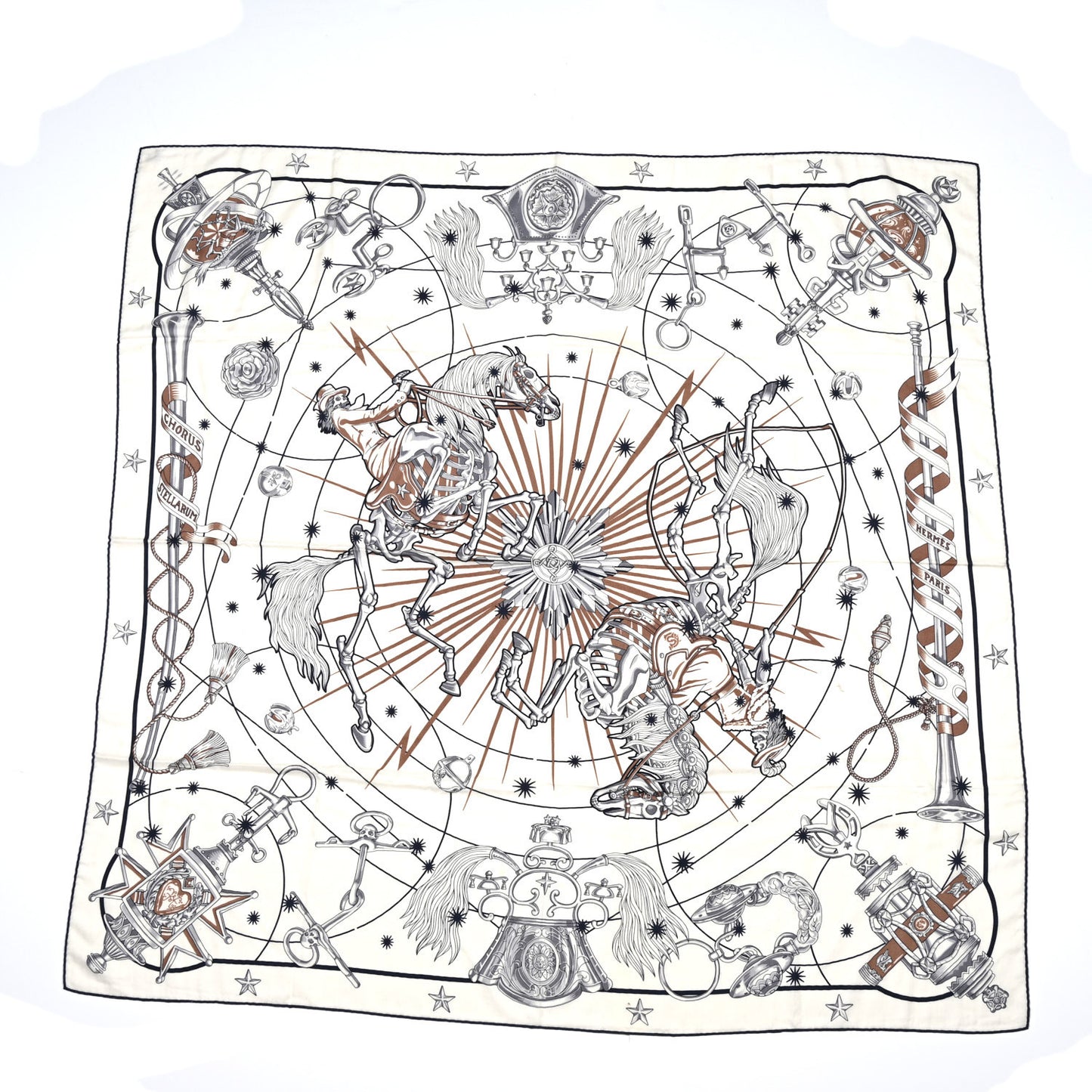 Cashmere Silk Chorus Stellarum Shawl 140 Blanc Marine Beige Rose
