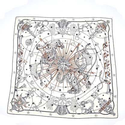 Hermes Cashmere Silk Chorus Stellarum Shawl 140 Blanc Marine Beige Rose 1 of 7