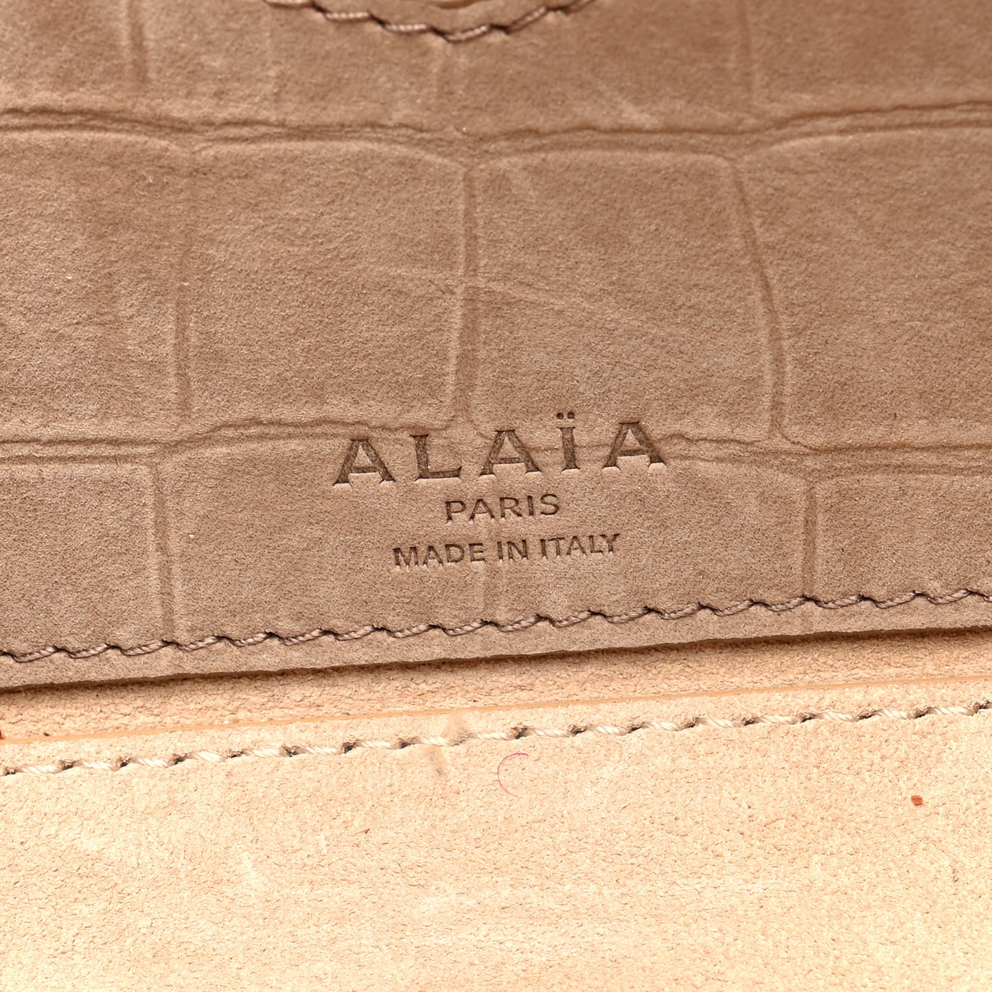 Nubuck Crocodile Embossed Small Le Teckel Bag Grege