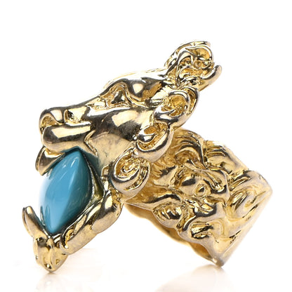Gucci Metal Lion Head Ring M Aged Gold 4 of 9