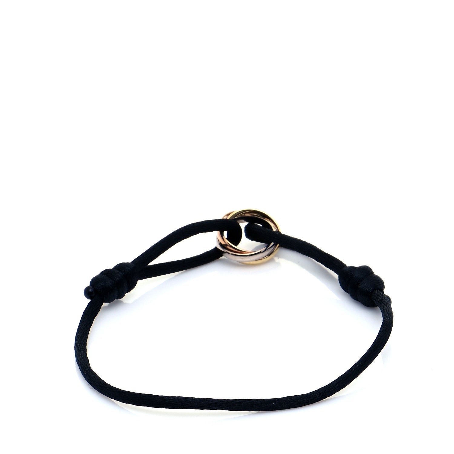 Cartier 18K Pink Yellow White Gold Trinity Adjustable Cord Bracelet Black 3 of 7