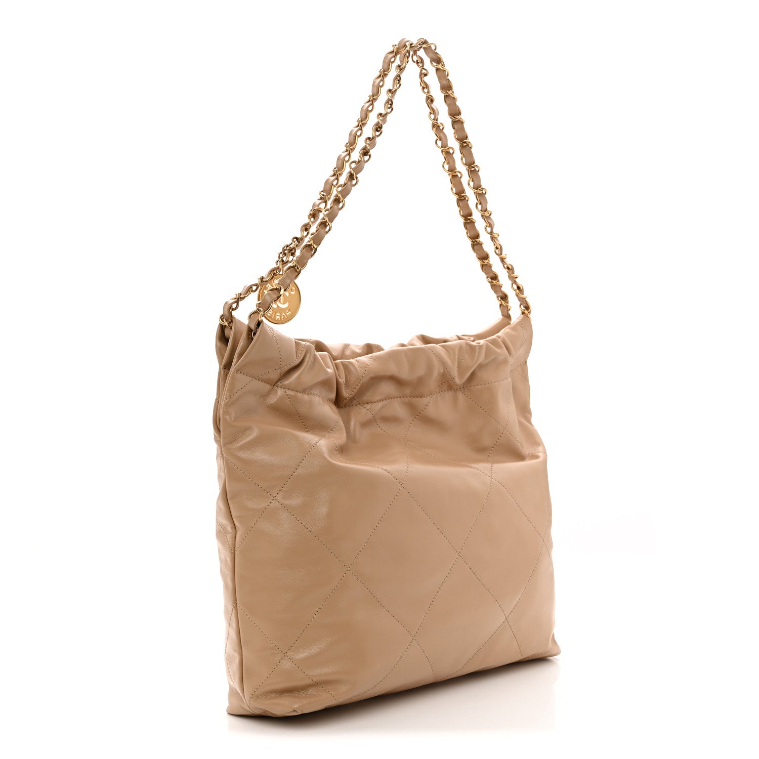 Chanel Shiny Calfskin Quilted Small Chanel 22 Beige 4 of 12