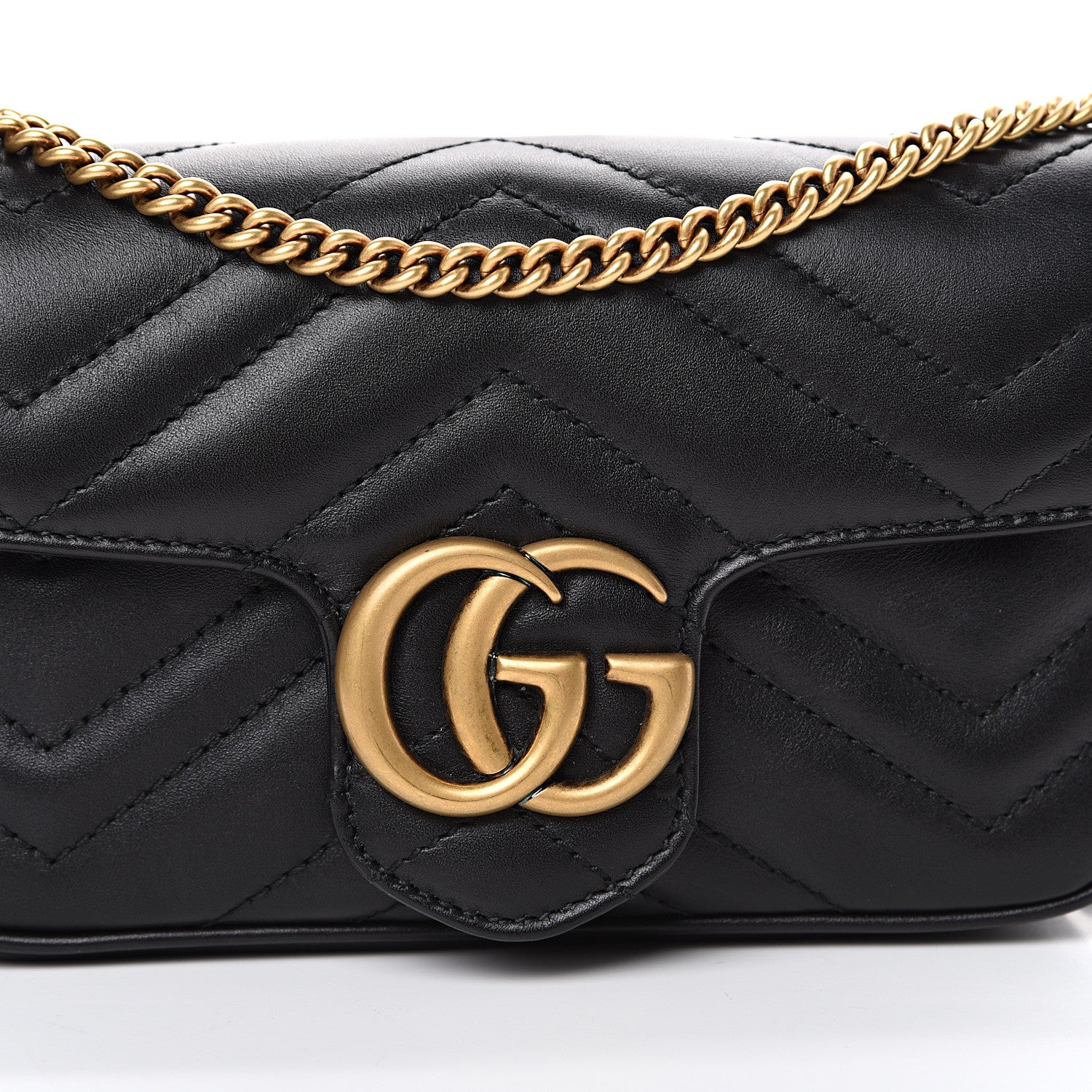 Gucci Calfskin Matelasse Super Mini GG Marmont Shoulder Bag Black 11 of 13
