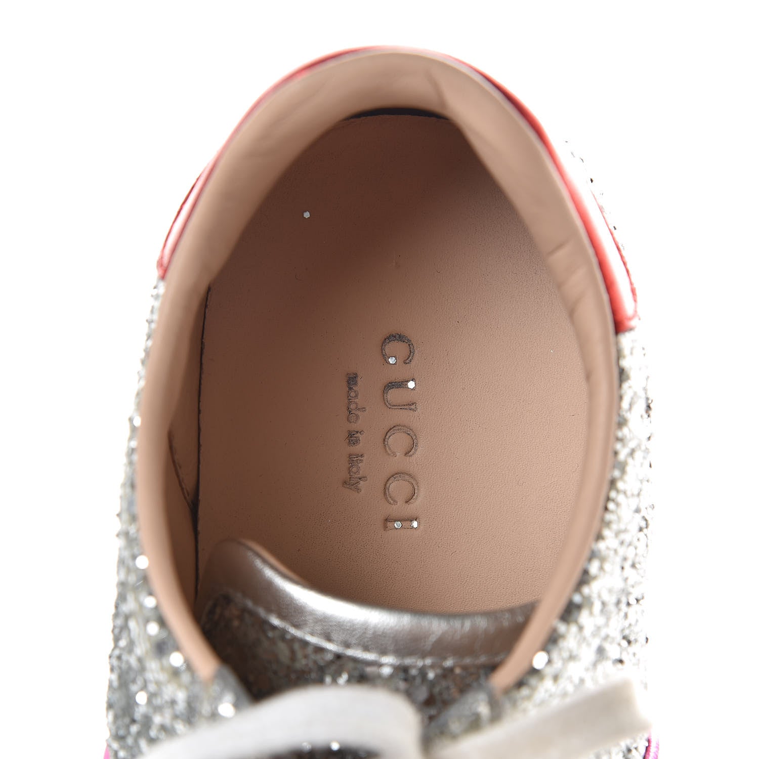 Gucci Glitter Web Womens Ace Sneakers 34.5 Silver 5 of 7