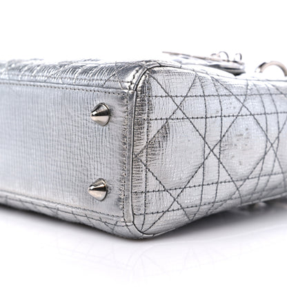 Christian Dior Metallic Grained Calfskin Cannage Small Lucky Badges My Lady Dior Silver 8 of 10