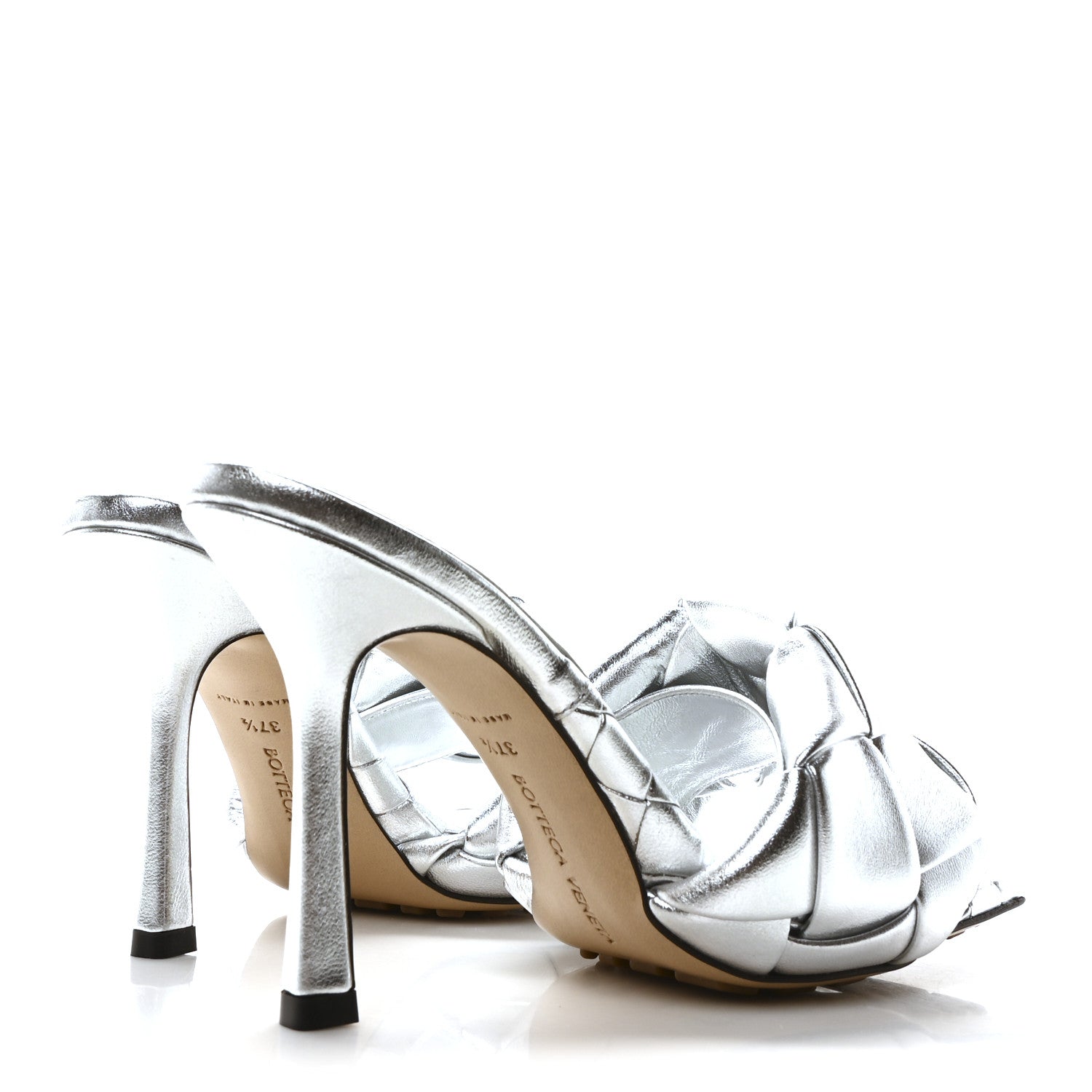Bottega Veneta Laser Nappa Maxi Intrecciato Lido 90mm Mule Sandals 37.5 Silver 5 of 9
