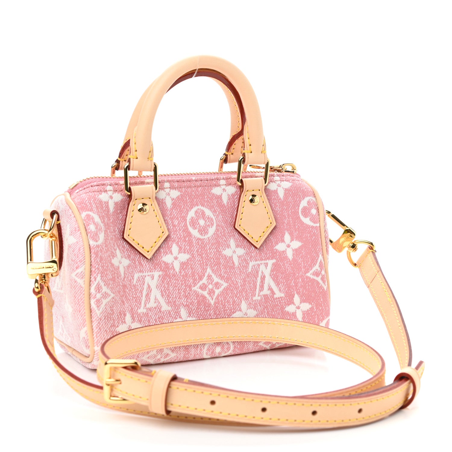 Louis Vuitton Monogram Jacquard Denim Nano Speedy Bandouliere Pink 3 of 10