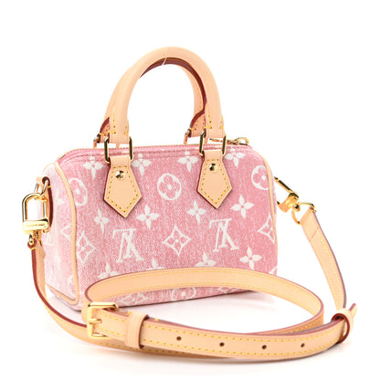 Louis Vuitton Monogram Jacquard Denim Nano Speedy Bandouliere Pink 3 of 10