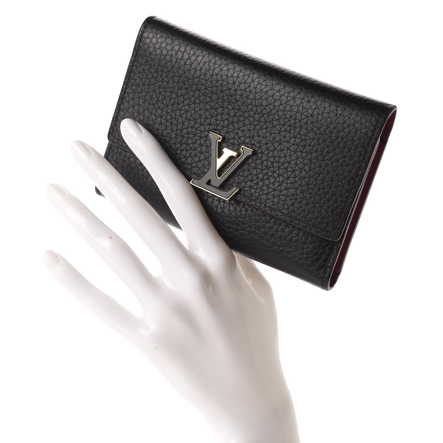 Louis Vuitton Taurillon Capucines Compact Wallet Black 2 of 7