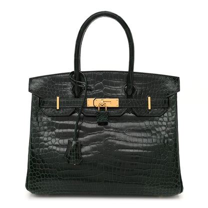 Hermes Shiny Porosus Crocodile Birkin 30 Vert Fonce 1 of 13